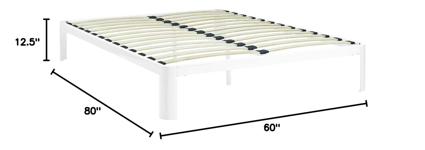 bed frames | CasaFoyer Corinne Queen Bed Frame | Sleek Design | Robust Steel Frame | Slatted Wood Support System | Fits Memory Foam, Spring, Latex, Hybrid Mattresses | Non-Marking Foot Pads | 1300 lbs Weight Capacity | White (Mattress Not Included) | casafoyer.myshopify.com