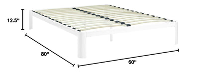 bed frames | CasaFoyer Corinne Queen Bed Frame | Sleek Design | Robust Steel Frame | Slatted Wood Support System | Fits Memory Foam, Spring, Latex, Hybrid Mattresses | Non-Marking Foot Pads | 1300 lbs Weight Capacity | White (Mattress Not Included) | casafoyer.myshopify.com