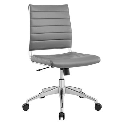 Chair | Jive Mid Back Office Chair | Stylish & Functional | Comfortable Seating | Armless Design | Ribbed Vinyl Back | Padded Seat Cushion | Chrome-Plated Aluminum Base | Easy Mobility | Tension Knob & Tilt Lock | Ideal for Modern Office | casafoyer.myshopify.com