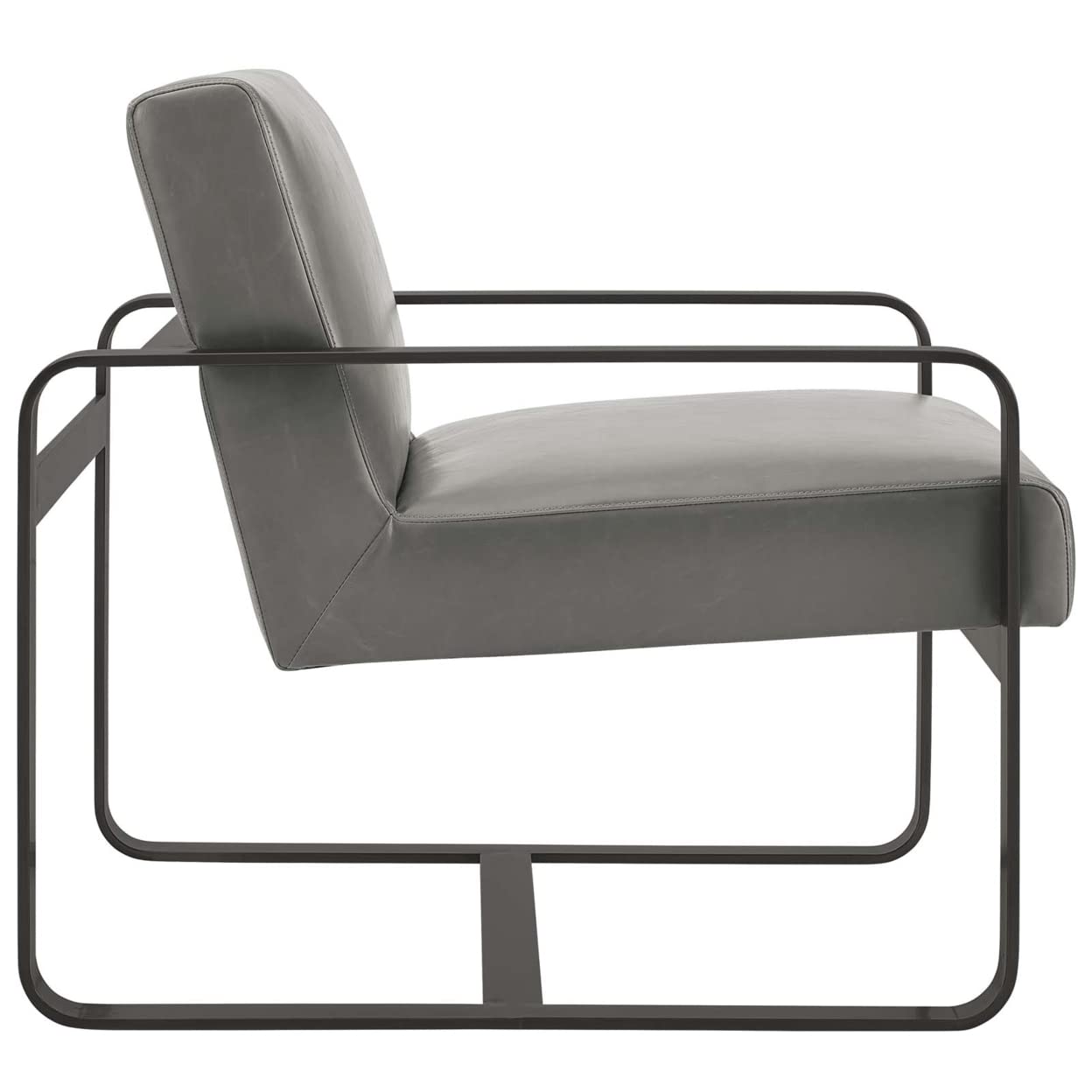 home office desk chairs | CasaFoyer Astute Armchair | Contemporary Design | Faux Leather Upholstery | Gray Stainless Steel Frame | Comfortable & Chic Lounge Chair | casafoyer.myshopify.com