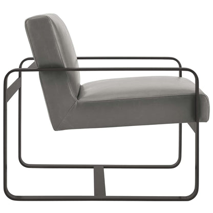 home office desk chairs | CasaFoyer Astute Armchair | Contemporary Design | Faux Leather Upholstery | Gray Stainless Steel Frame | Comfortable & Chic Lounge Chair | casafoyer.myshopify.com