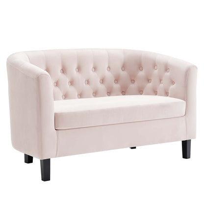 sofas | CasaFoyer Prospect Performance Velvet Loveseat | Opulent Chesterfield Design | Modern Aesthetic | Plush Comfort | Espresso Stained Legs | Pink | casafoyer.myshopify.com
