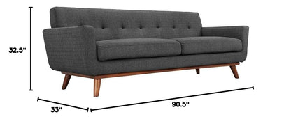 sofas | Engage Sofa | Relaxing & Spacious | Elegant Design | Cherry Wood Legs | Gray Upholstered Fabric | Perfect Addition to Any Room | casafoyer.myshopify.com