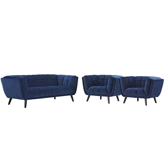 kitchen and dining room sets | CasaFoyer Bestow Performance Velvet Living Room Set | Luxurious Stain-Resistant Design | Comfortable & Elegant | Includes Sofa & Armchairs | Navy | casafoyer.myshopify.com