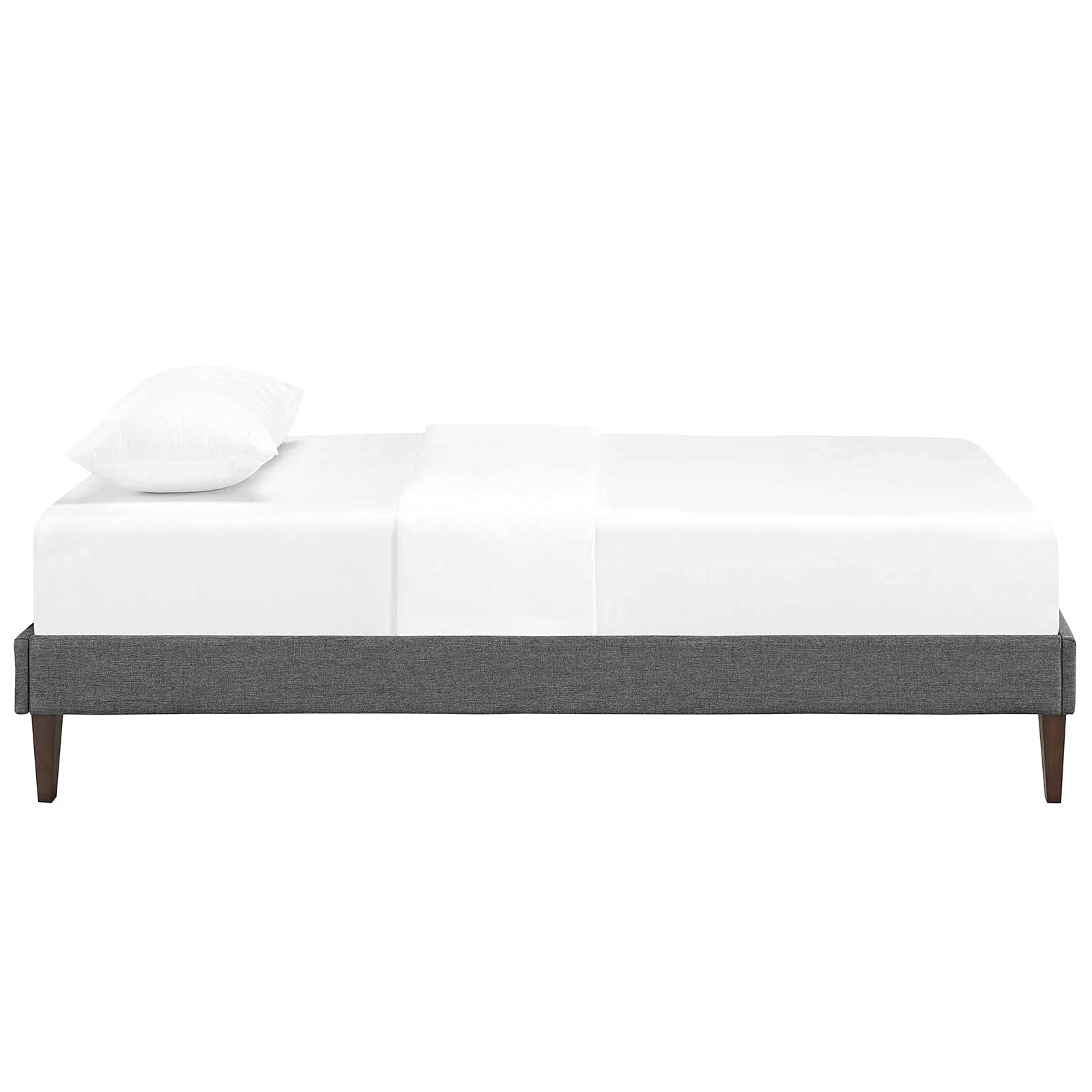 Bed | CasaFoyer  Tessie Platform Bed | Solid Wood Frame | Polyester Upholstery | Tapered Legs | Gray | Twin Size | No Box Spring Needed | Mattress Not Included | casafoyer.myshopify.com