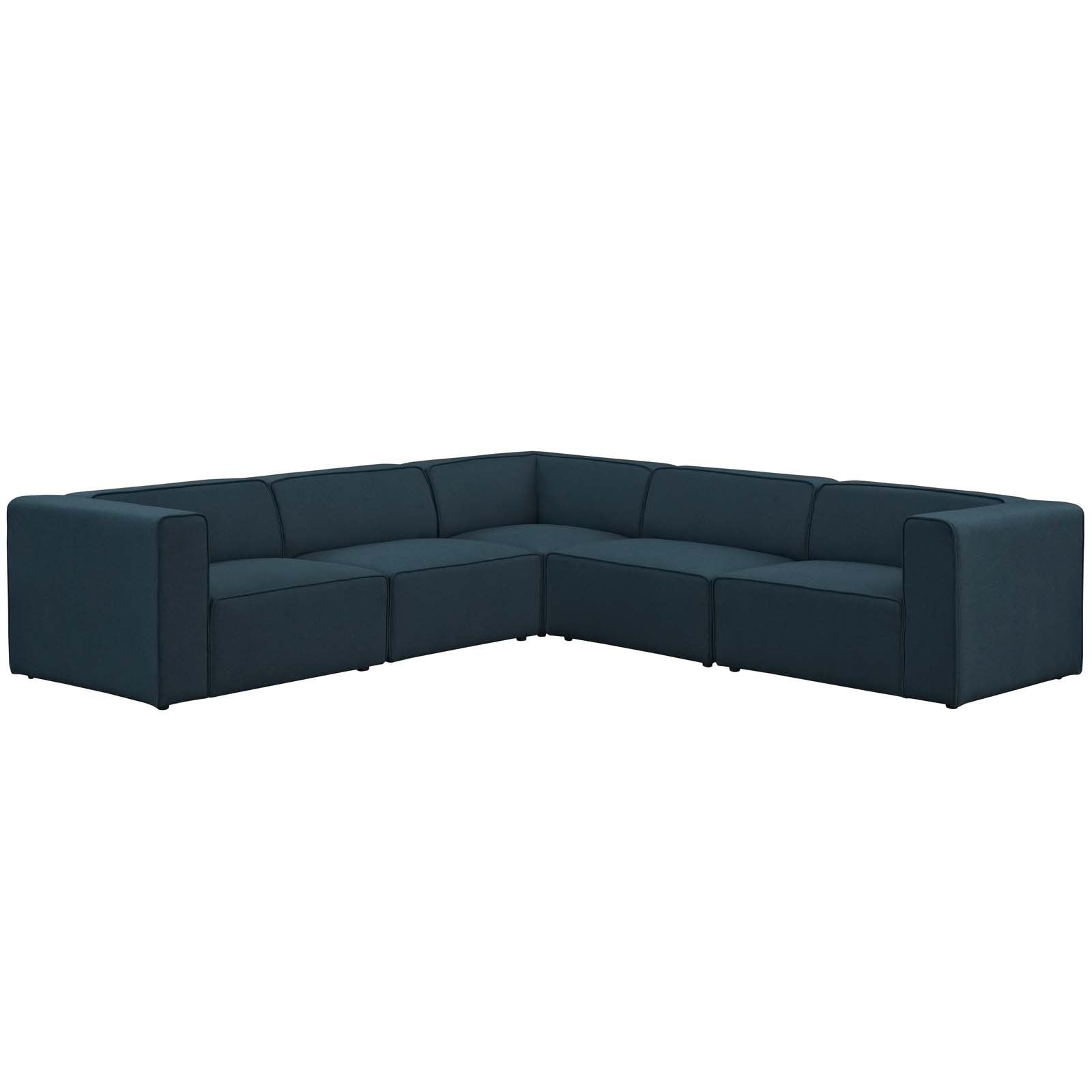 kitchen and dining room sets | CasaFoyer Mingle 5-Piece Sectional Sofa Set | Luxurious Comfort | Spacious Layout | Generous Seating | Dense Foam Padding | Customizable | Premium Polyester Fabric | Elegant Piping | Sturdy Plastic Legs | Blue | casafoyer.myshopify.com