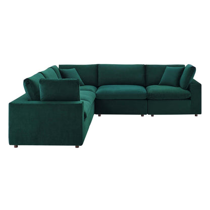 kitchen and dining room sets | CasaFoyer Commix | Luxurious Sectional Sofa | Plush Comfort | Stain-Resistant Velvet | Solid Wood Construction | 5-Piece Set | Green | casafoyer.myshopify.com