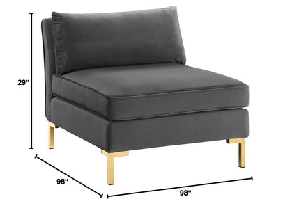 kitchen and dining room sets | CasaFoyer Ardent Performance Velvet 5-Piece Sectional Sofa | Vintage Modern Glam Deco Style | Stain-Resistant | Ultimate Comfort | Gold Metal Legs | Gray | casafoyer.myshopify.com