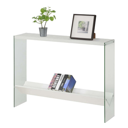TABLE | Ergode SoHo V Console Table with Shelf | Contemporary Design | Glass Frame | Floating Shelves | Durable Honeycomb Particle Board | Easy to Maintain | casafoyer.myshopify.com