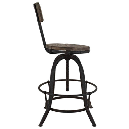 barstools | CasaFoyer Procure Wood Bar Stools | Metal Frame | Pine Wood Seat & Back | Footrest | Rustic Charm with Modern Elegance | Set of 2 | casafoyer.myshopify.com