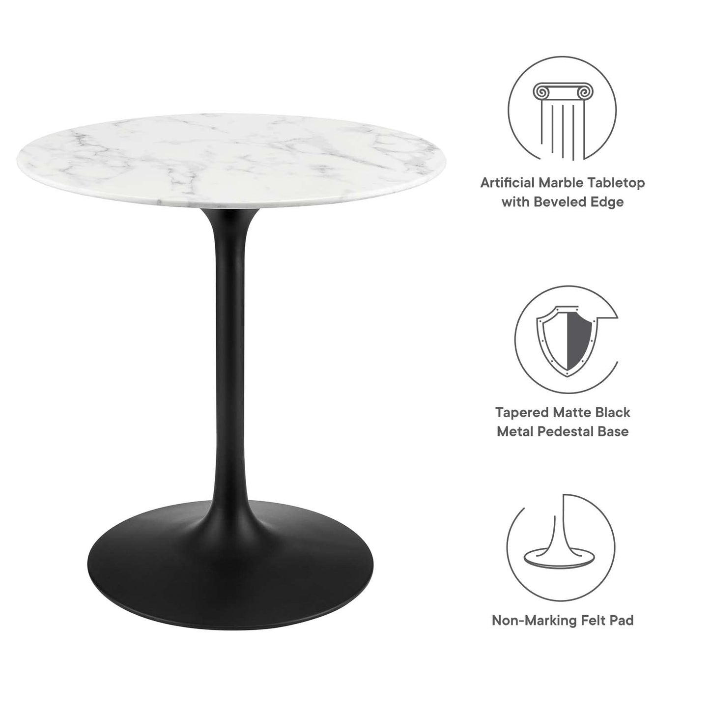 patio dining tables | CasaFoyer Lippa 28 Round Dining Table | Timeless Modernism | Organic Shape | Elegant Design | Scratch & Chip Resistant Finish | Black White Marble | casafoyer.myshopify.com