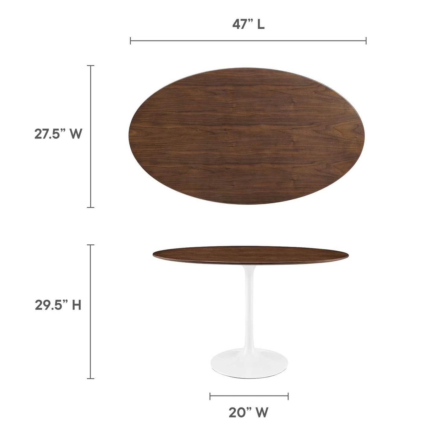 Dining Table | Lippa 48 Oval Walnut Dining Table | Timeless Modernism | Organic Shape | Elegant Design | Walnut Veneer Top | Chip-Resistant Finish | Tapered Metal Base | casafoyer.myshopify.com