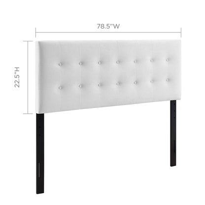 Bed | CasaFoyer Emily Performance Velvet Biscuit Tufted King Headboard | Timeless Charm | Luxurious Feel | Vintage Glamour | Stain-Resistant | Adjustable Height | White | casafoyer.myshopify.com