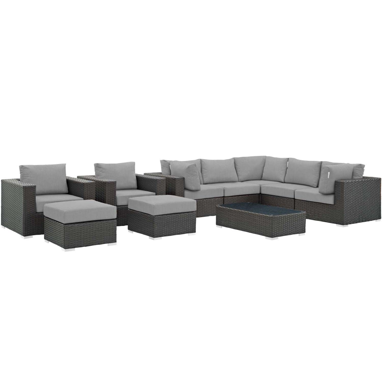 kitchen and dining room sets | CasaFoyer Sojourn Outdoor Patio Furniture Set | Sunbrella Cushions | Synthetic Rattan | UV Protection | Aluminum Frame | 10 Piece Sectional | casafoyer.myshopify.com