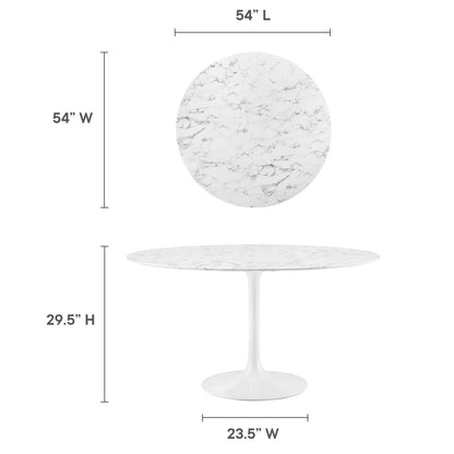 patio dining tables | CasaFoyer Lippa 54 Round Marble Dining Table | Timeless Design | Organic Shape | Scratch Resistant Finish | Tapered Metal Base | White | casafoyer.myshopify.com