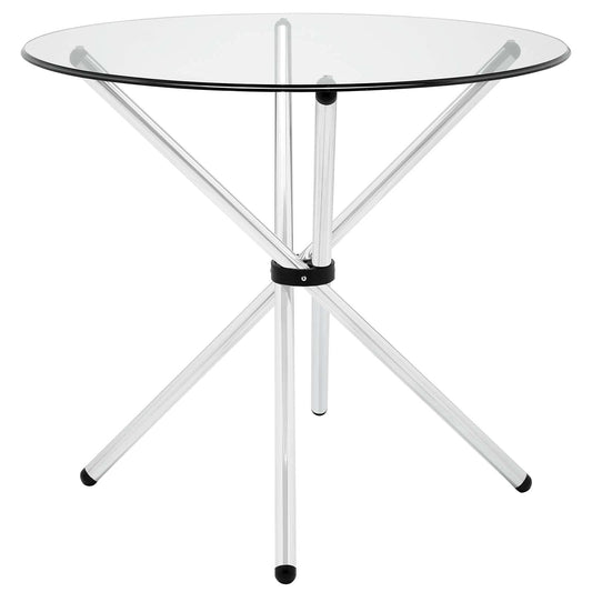 Dining Table | Modern Baton Dining Table | Tempered Glass Top | Unique Baton Base | Chrome Plated Tubular Base | Scratch-Resistant | Contemporary Makeover | casafoyer.myshopify.com