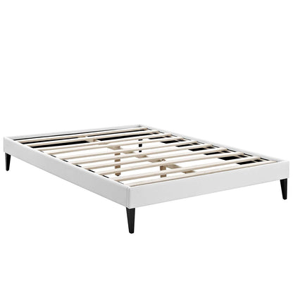 Bed | CasaFoyer  Tessie Platform Bed | Solid Wood Frame | Vinyl Upholstery | Tapered Legs | No Box Spring Needed | Queen Size | White | casafoyer.myshopify.com