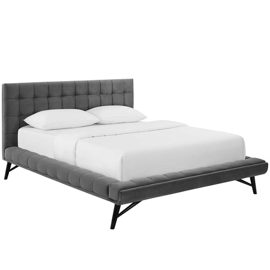 adjustable bed bases | CasaFoyer Julia Queen Platform Bed | Sturdy Plywood Frame | Biscuit Tufted Headboard | Performance Velvet Upholstery | No Box Spring Needed | Gray | casafoyer.myshopify.com