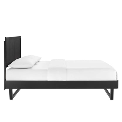 bed frames | CasaFoyer Alana Wood Queen Platform Bed | Mid-Century Design | Wood Paneling | Sturdy Frame | No Box Spring Needed | Easy Assembly | Black | casafoyer.myshopify.com