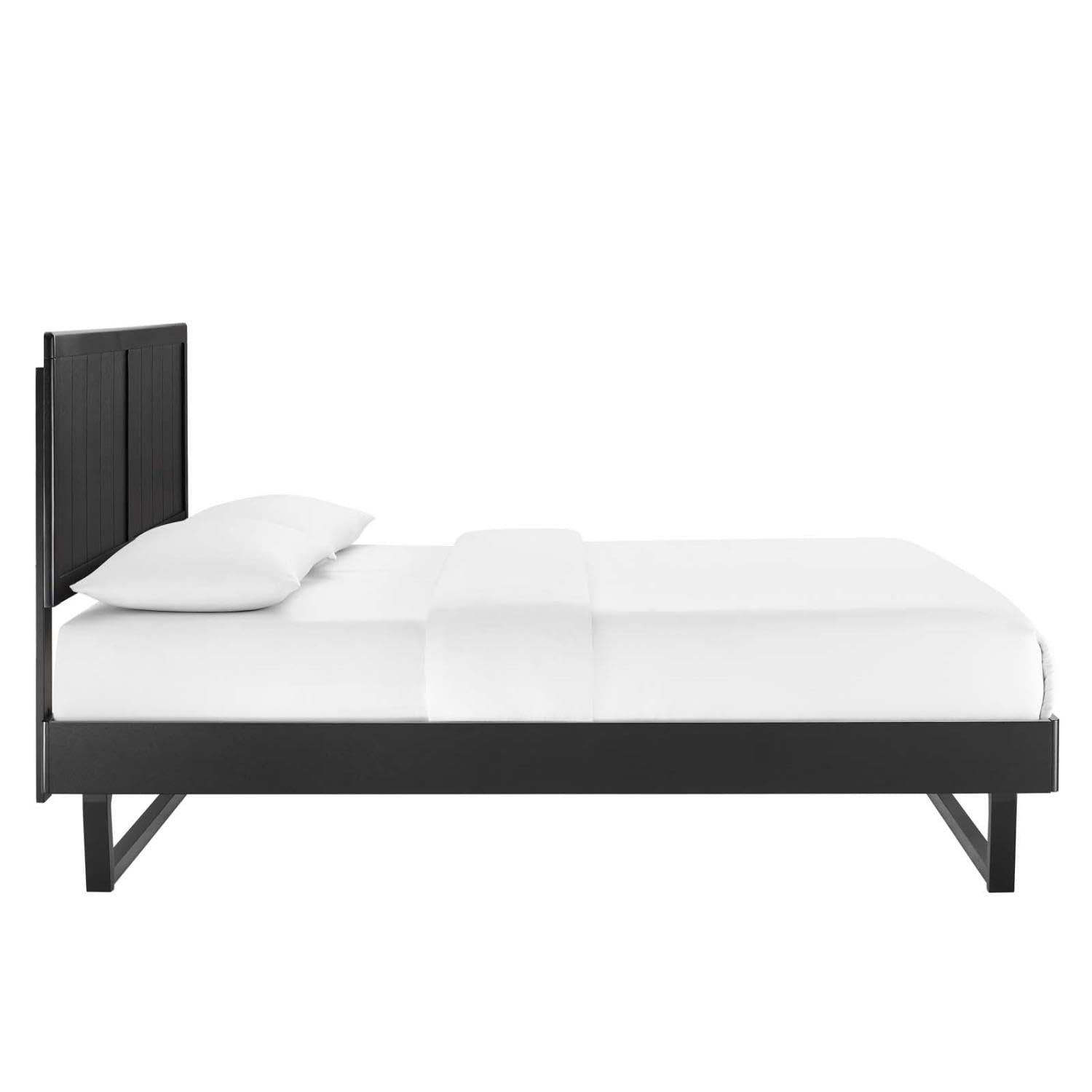 bed frames | CasaFoyer Alana Wood King Platform Bed | Modern Elegance | Mid-Century Design | Durable Construction | No Box Spring Needed | Easy Assembly | Black | casafoyer.myshopify.com