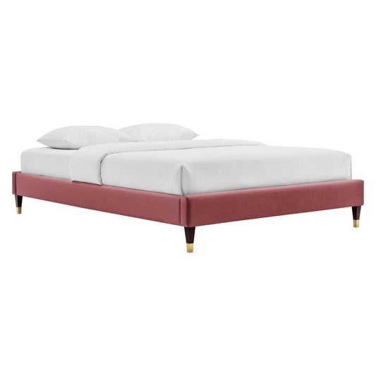 bed frames | CasaFoyer Harlow Performance Velvet Queen Bed Frame | Opulent Art Deco Style | Gold Metal Legs | Stain-Resistant | Accommodates Various Mattress Types | Durable & Stable | Assembly Required (Mattress not included) | casafoyer.myshopify.com