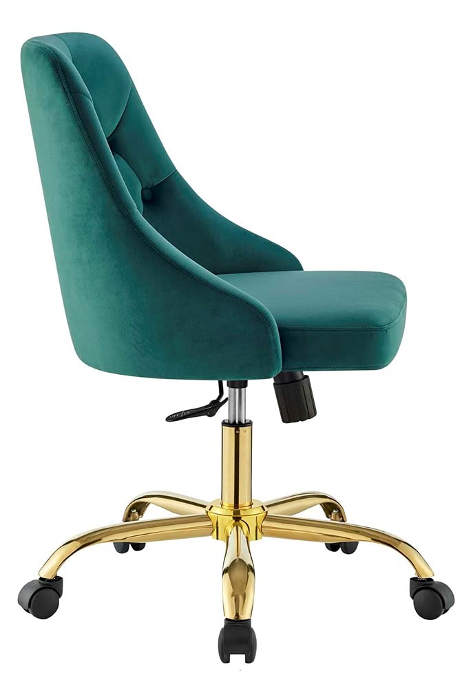 home office desk chairs | CasaFoyer Distinct Tufted Performance Velvet Office Chair - Gold Teal | Glam Deco Style | Vintage Modern Charm | Stain-Resistant | Comfortable Seating | 360 Swivel | Tilt Control | Pneumatic Height Adjustment | 220 lbs | casafoyer.myshopify.com