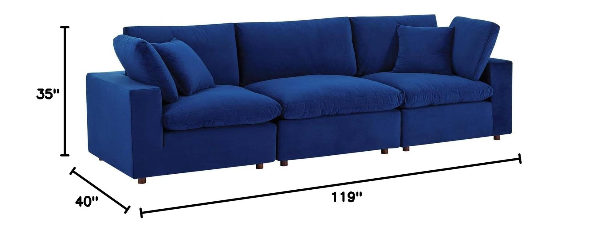 sofas | CasaFoyer Commix Overstuffed Performance Velvet Sofa Set | Plush Comfort | Sleek Design | Stain-Resistant | Wooden Frame | Duck Down Cushions | Navy | casafoyer.myshopify.com