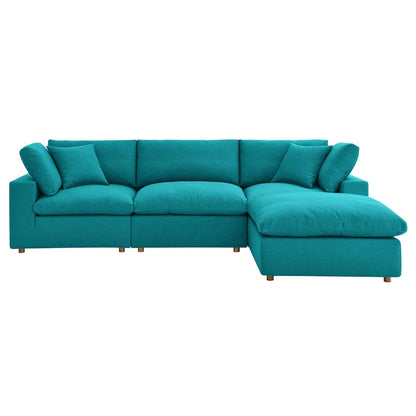 kitchen and dining room sets | CasaFoyer Commix Plush Comfort Sectional Sofa Set | Teal | 4 Piece | Down Filled | Overstuffed | Solid Wood Frame | Polyester & Linen Upholstery | casafoyer.myshopify.com