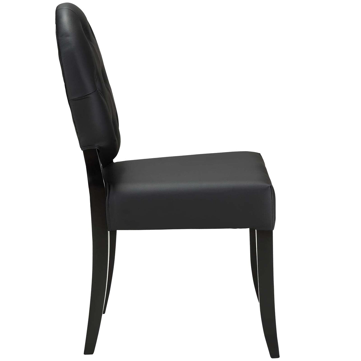 home office desk chairs | CasaFoyer Button Faux Leather Upholstered Tufted Dining Side Chair | Vintage Glamour Style | Solid Wood Frame | Comfortable Padded Seat | Black Wooden Legs | casafoyer.myshopify.com