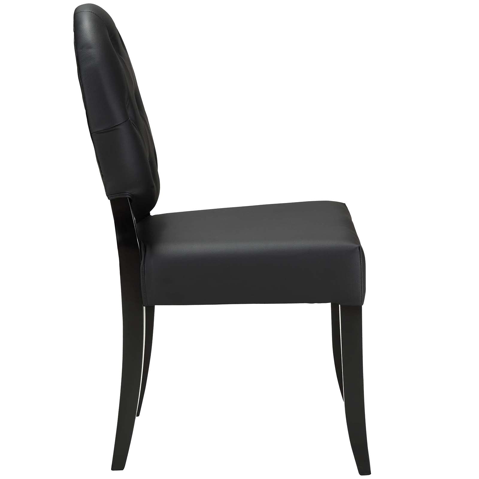 home office desk chairs | CasaFoyer Button Faux Leather Upholstered Tufted Dining Side Chair | Vintage Glamour Style | Solid Wood Frame | Comfortable Padded Seat | Black Wooden Legs | casafoyer.myshopify.com