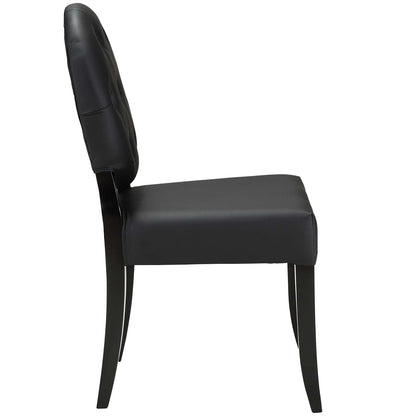 home office desk chairs | CasaFoyer Button Faux Leather Upholstered Tufted Dining Side Chair | Vintage Glamour Style | Solid Wood Frame | Comfortable Padded Seat | Black Wooden Legs | casafoyer.myshopify.com