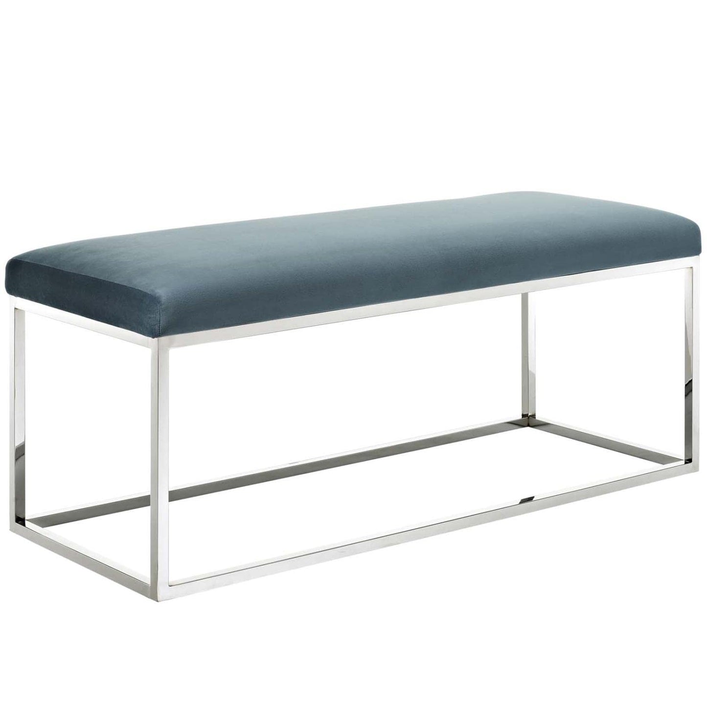 ottomans | CasaFoyer Anticipate Performance Velvet Bench | Modern Design | Luxurious Upholstery | Gold Stainless Steel Base | Non-Marking Footpads | Comfortable Seat Cushion | No Assembly Required | Gray | casafoyer.myshopify.com