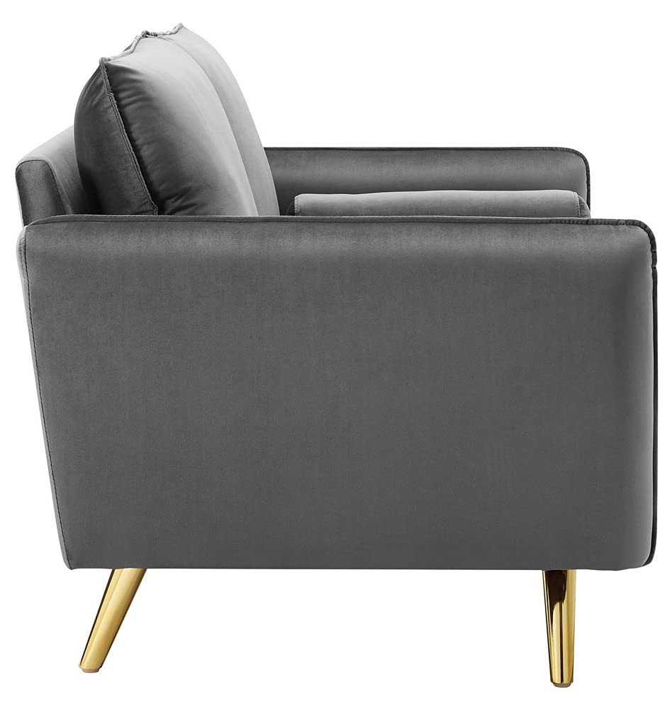 sofas | CasaFoyer Revive Upholstered Performance Velvet Loveseat | Comfortable & Elegant Design | Stain-Resistant | Gold Legs | Gray | casafoyer.myshopify.com