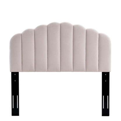 headboards | CasaFoyer Veronique Channel Tufted Scalloped Performance Velvet King/California King Headboard | Luxurious Vintage Glamour | Stain-Resistant Upholstery | Adjustable Height | Pink | casafoyer.myshopify.com