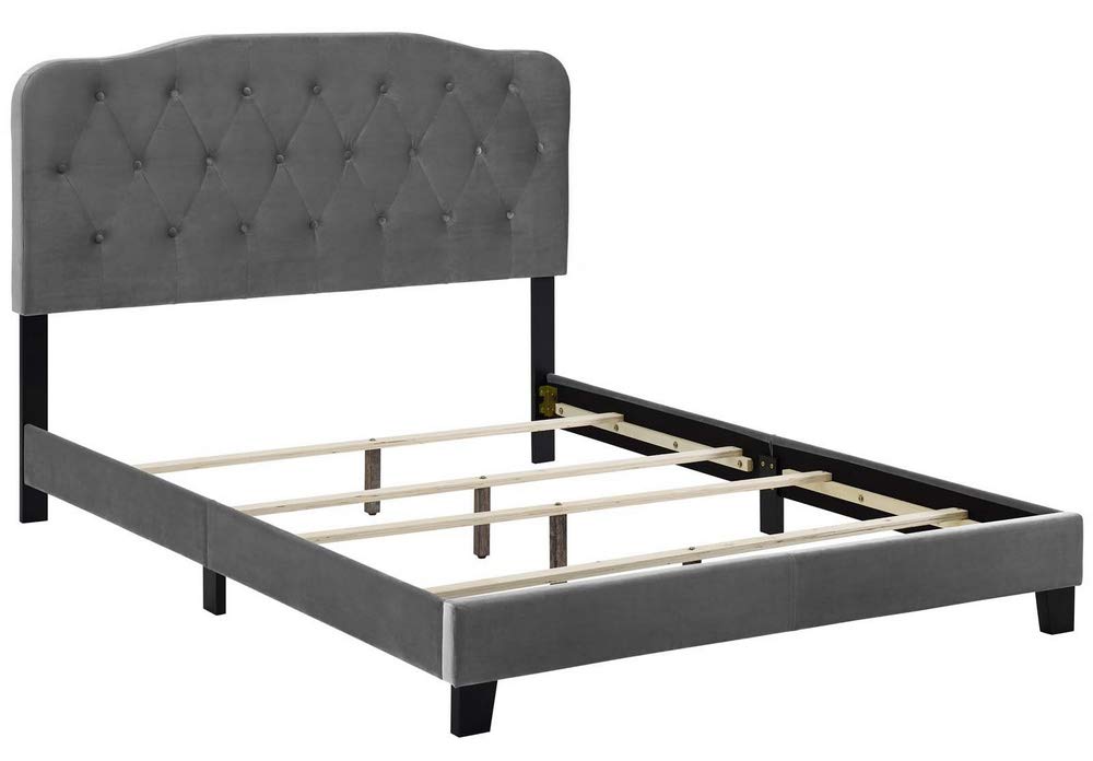 adjustable bed bases | CasaFoyer Amelia King Bed | Luxurious Velvet Upholstery | Stain-Resistant | Button-Tufted Headboard | Durable Construction | Non-Marking Wood Legs | Accommodates Various Mattresses | Elegant & Opulent | 800 lbs. Weight Capacity | Gray | casafoyer.myshopify.com