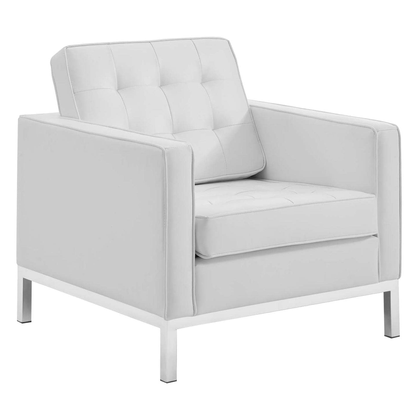 kitchen and dining room sets | CasaFoyer Loft Tufted Faux Leather Loveseat | 2 Armchair Set - Modern Design | Button Tufting | Stainless Steel Frame - Includes 1 Loveseat & 2 Armchairs | casafoyer.myshopify.com