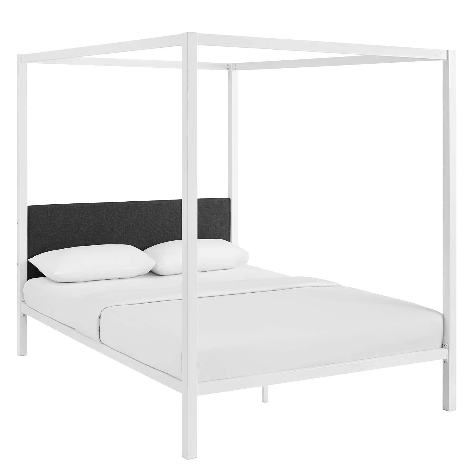 Bed | CasaFoyer  Raina Queen Canopy Platform Bed | Rustic Charm | Sturdy Steel Frame | Supports 1323 lbs | No Box Spring Needed | Mattress Not Included | casafoyer.myshopify.com