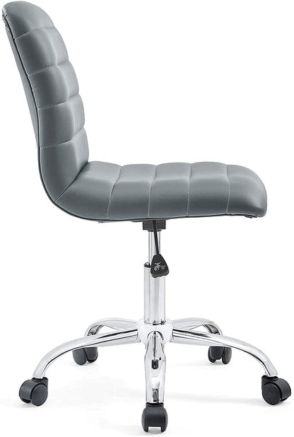 Chair | Ripple Mid Back Office Chair | Chrome Steel Frame | Dual-Wheel Casters | Padded Vinyl Upholstery | Height Adjustable | 360-degree Swivel | casafoyer.myshopify.com