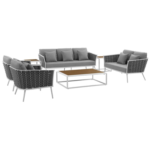 kitchen and dining room sets | CasaFoyer Stance Outdoor Collection | Contemporary Design Patio Set | Aluminum Frame | Synthetic Wood Tabletops | Waterproof Cushions | casafoyer.myshopify.com