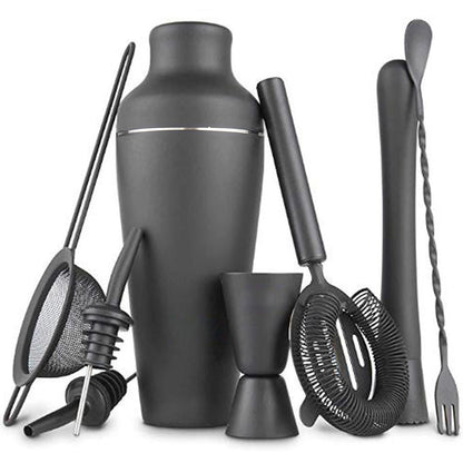 Bar sets | CasaFoyer Exquisite 8-piece Set Matte Black Stainless Steel Cocktail Shaker Set Bar Tools | casafoyer.myshopify.com