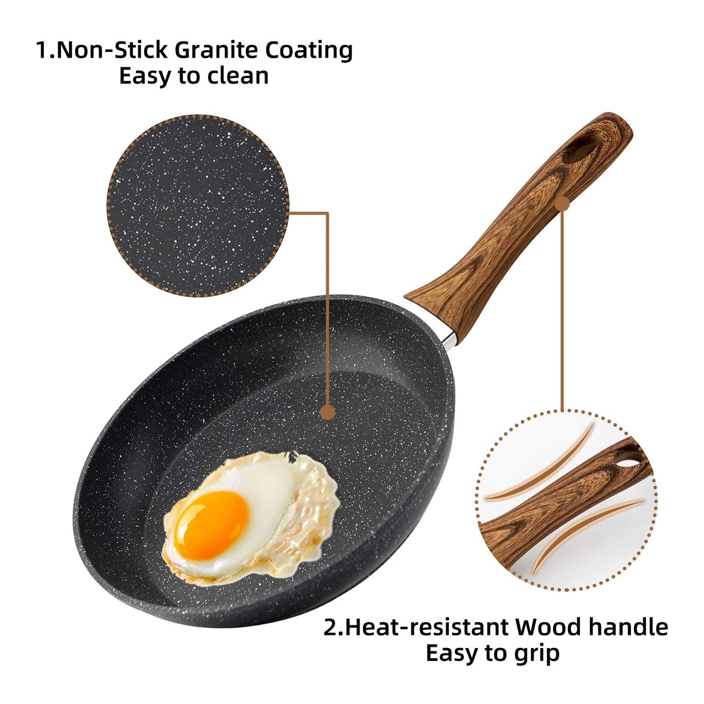 Cookware | CasaFoyer 8-Inch Non-Stick Egg Frying Pan with Induction Base - Ideal for Steak, Bacon, Hot-Dogs, and Burgers | casafoyer.myshopify.com