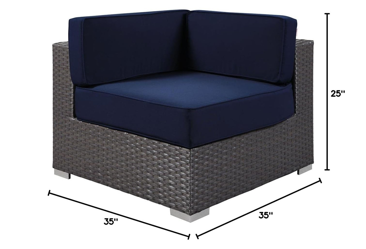 Patio Furniture Sets | Sojourn Outdoor Patio Corner Sofa Chair | Sunbrella Fabric | Synthetic Rattan | UV Protection | Aluminum Frame | casafoyer.myshopify.com