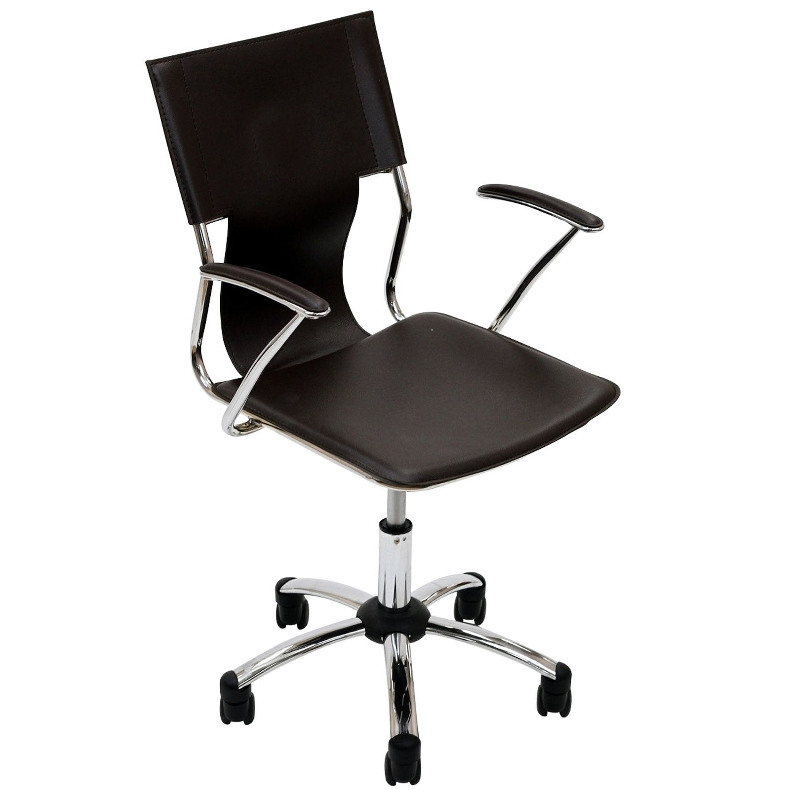 home office desk chairs | CasaFoyer Propel Office Chair | Sleek Sling Back Design | Padded Armrests | Chrome-Plated Steel Frame | Enhance Productivity | Customizable Back Angle | Brown | casafoyer.myshopify.com