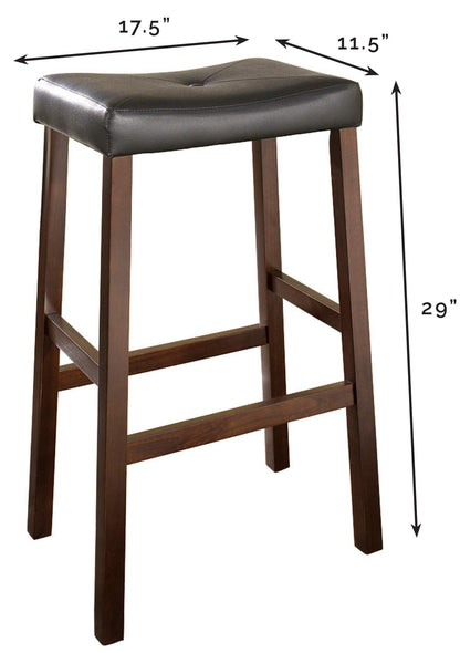 STOOL_SEATING | Upholstered Saddle Seat Stool | Durable Hardwood Construction | Faux Leather PVC Upholstery | 29 Seat Height | Ideal for 42 Bar or Pub Table | Set of 2 | casafoyer.myshopify.com
