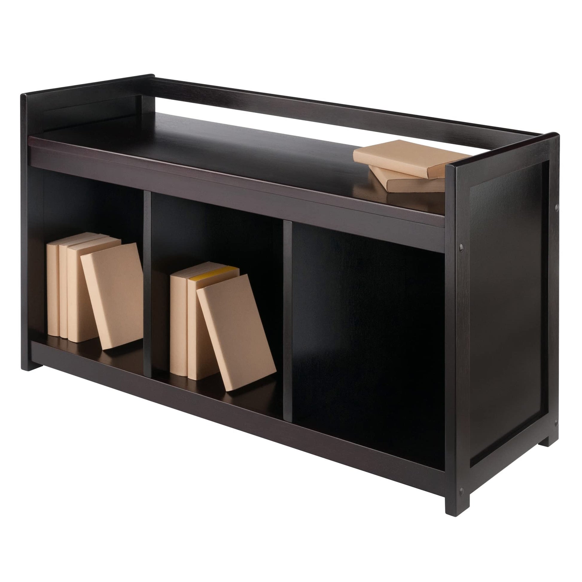 BENCH | Ergode  Wood Addison Entryway Storage Bench | Espresso | 3 Cubby Openings | Panel Dividers | Solid Wood & Composite | Easy Assembly | 37.4W x 13.3D x 20.8H | casafoyer.myshopify.com