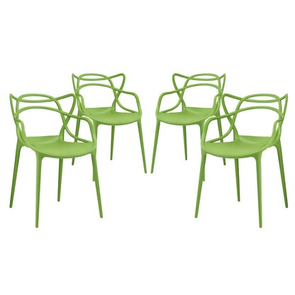 home office desk chairs | CasaFoyer Entangled Dining Chair Set of 4 | Molded Plastic | Captivating Design | Fully Assembled | Wipe-Clean Surface | Foot Caps | Green | casafoyer.myshopify.com