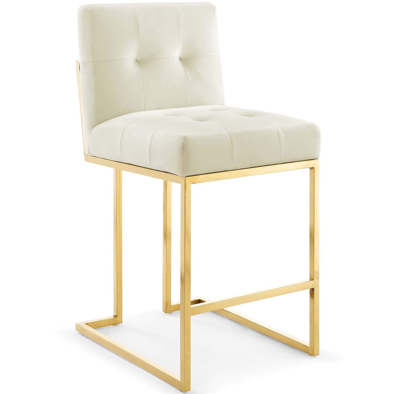 barstools | CasaFoyer Privy Gold Stainless Steel Counter Stool | Sleek Design | Stain-Resistant Velvet | Comfortable Dining | Geometric Base | 331 lbs Capacity | Fully Assembled | casafoyer.myshopify.com