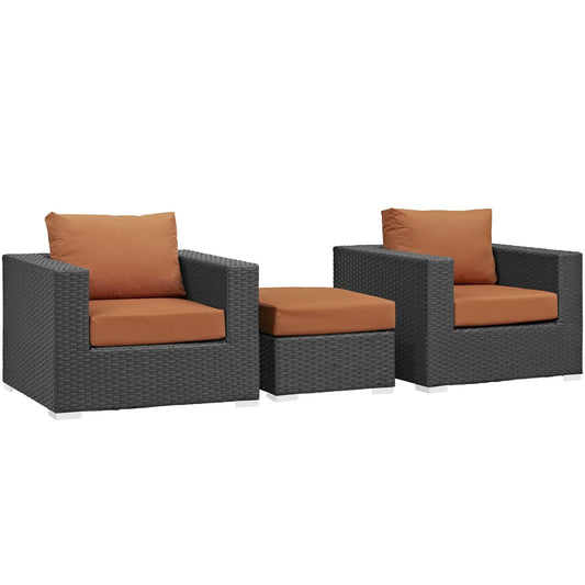 kitchen and dining room sets | CasaFoyer Sojourn Outdoor Patio Furniture Set | Sunbrella Cushions | Rattan Weave | UV Protection | Aluminum Frame | Includes Ottoman & Armchairs | casafoyer.myshopify.com