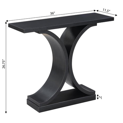 TABLE | Ergode Newport Infinity Console Table | Sleek & Sophisticated Design | Ideal for Showcasing Collectibles & Keys | Curved Base | Wood Grain Finish | casafoyer.myshopify.com