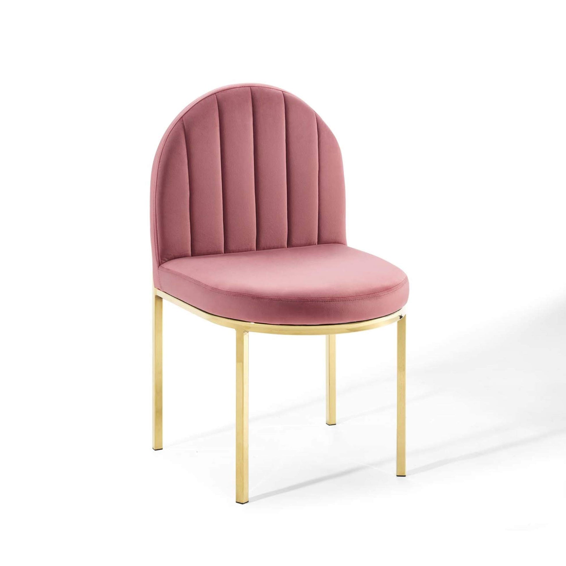 home office desk chairs | CasaFoyer Isla Channel Tufted Performance Velvet Dining Side Chair | Vintage Clamshell Design | Stain-Resistant Upholstery | Gold Stainless Steel Frame | | casafoyer.myshopify.com